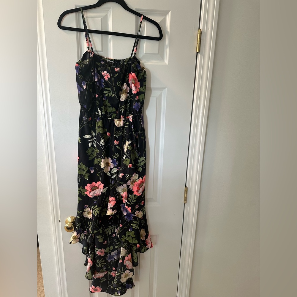 Express Dresses | Express Black Floral Hi Low Dress Size Small